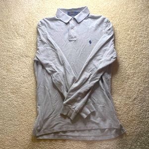 Men’s Small Grey Long Sleeve Ralph Lauren Polo - Classic Fit